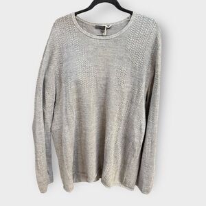 John Varvatos Linen, Alpaca Gray Woven Knit Sweater